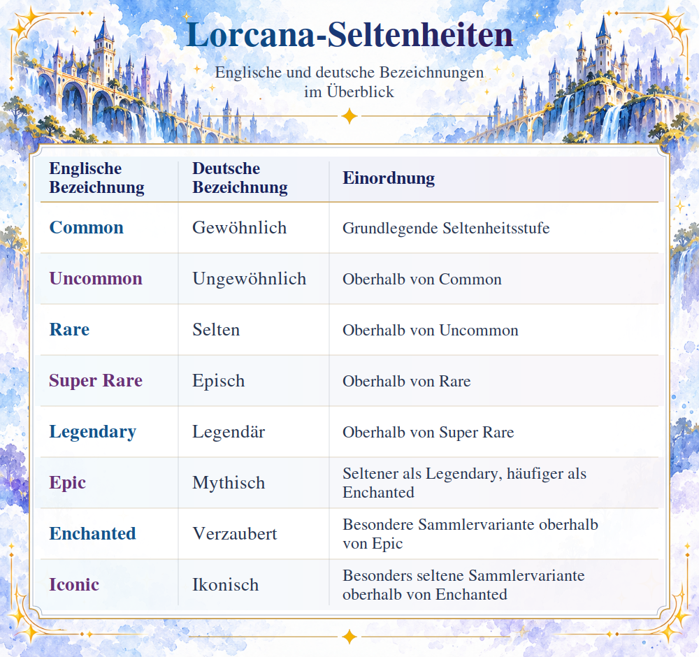 Disney Lorcana Seltenheitsstufen